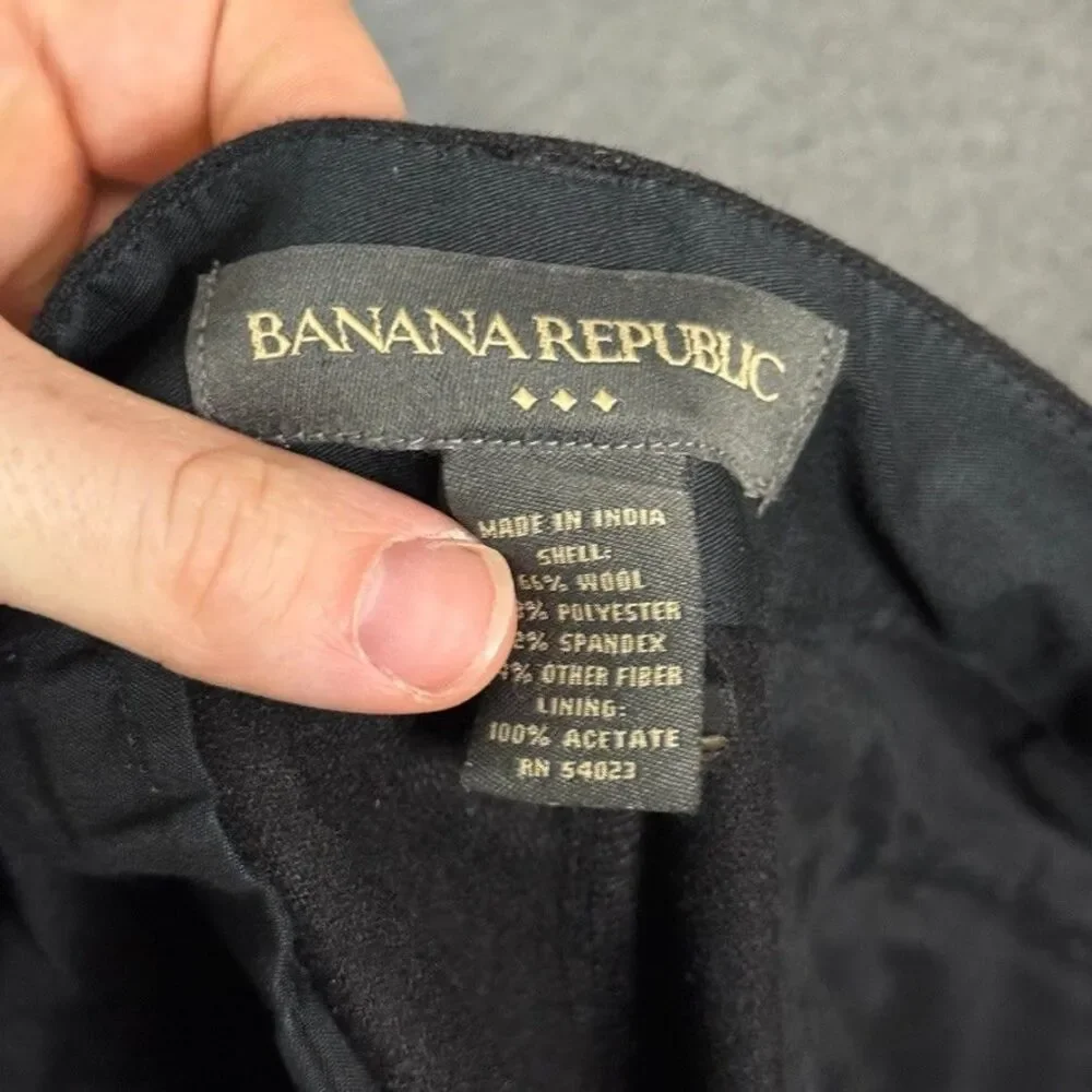 Vtg Banana Republic Pants Mens 35x34 Black Flannel Wool Slacks Straight Fit Y2K
